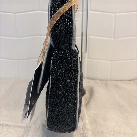 ☠️🖤Made in India Beaded Skull and Crossbones Shoulder Bag - Black & Silver☠️🖤 - Picture 4 of 10